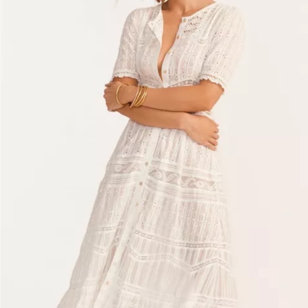 Loveshack Fancy White Lace Maxi Dress
